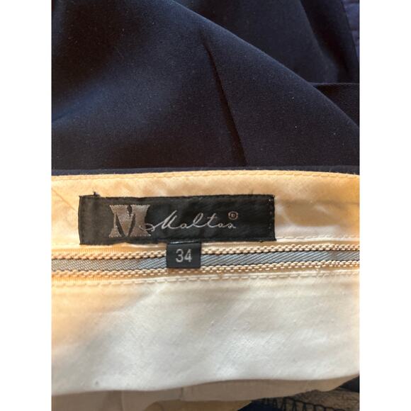 GUC Maltos Men's Navy Blue Dress Pants Pleats Cuffs Fashion Size 34 x 32 - Picture 4 of 5